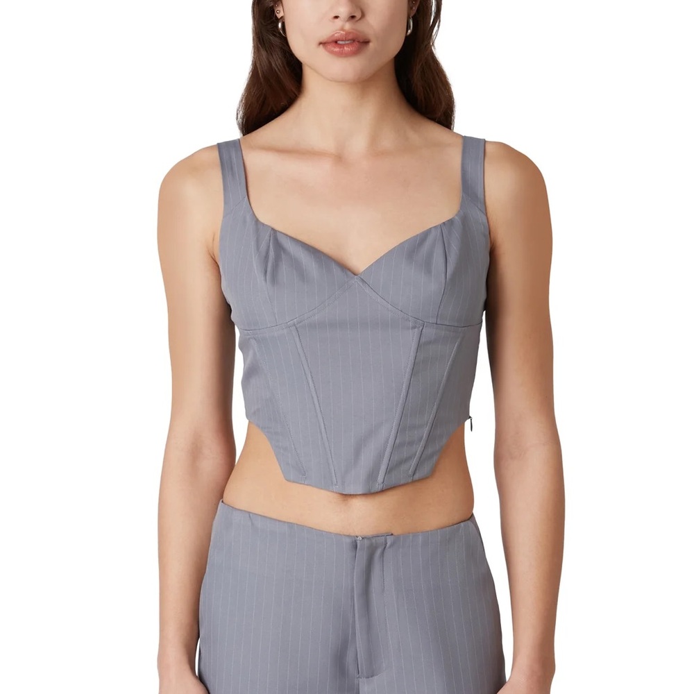 NIA Noa Pin Stripe Corset Bustier Top - Gray